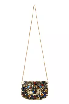Mosaic Gold & Multi Mosaic Embellished Metal Clutch