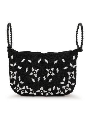 Dangle Black & White Abstract Embellished Faux Silk Potli 5