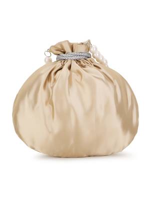 Dangle Cream & White Floral Embellished Satin Potli 3