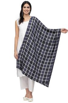 Spatial Navy & Multi Checkered Acrowool Stole