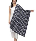 Spatial Navy & Multi Checkered Acrowool Stole
