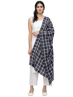 Spatial Navy & Multi Checkered Acrowool Stole 4