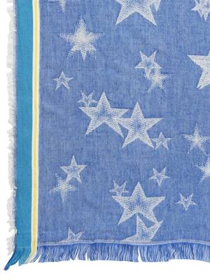 Stars Blue Geometric Viscose Rayon Shawl 5