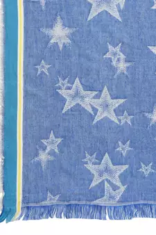 Stars Blue Geometric Viscose Rayon Shawl
