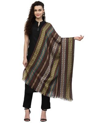 Spatial Brown & Multi Striped Viscose Rayon Stole 1