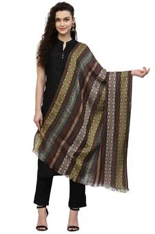 Spatial Brown & Multi Striped Viscose Rayon Stole