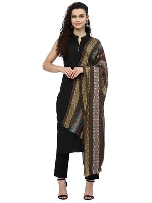 Spatial Brown & Multi Striped Viscose Rayon Stole 2
