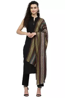 Spatial Brown & Multi Striped Viscose Rayon Stole