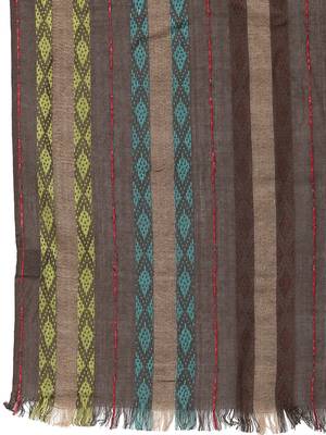 Spatial Brown & Multi Striped Viscose Rayon Stole 5