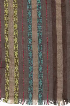 Spatial Brown & Multi Striped Viscose Rayon Stole