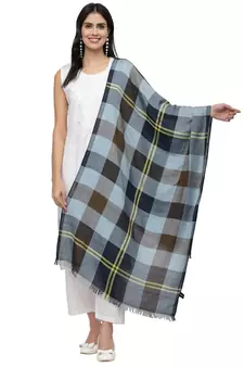 Spatial Brown & Multi Checkered Viscose Rayon scarf