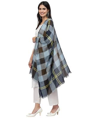Spatial Brown & Multi Checkered Viscose Rayon scarf 2