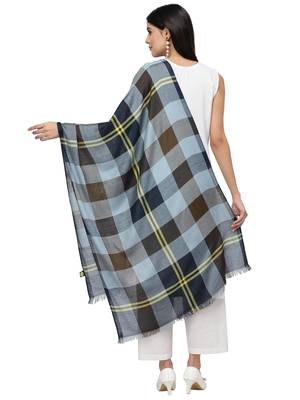 Spatial Brown & Multi Checkered Viscose Rayon scarf 3