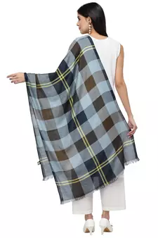 Spatial Brown & Multi Checkered Viscose Rayon scarf