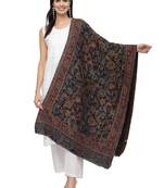 Lush Black & Multi Paisely Woven Design Wool Shawl