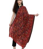 Lush Red & Multi Woven Design Wool Shawl