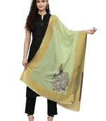 Lush Pastel Green & Multi Woven Design Wool Shawl