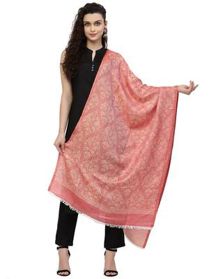 Paisan Red & Gold Woven Design Modal Shawl 1