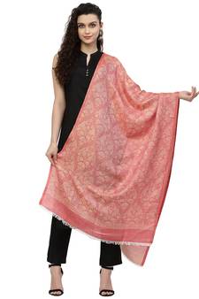 Paisan Red & Gold Woven Design Modal Shawl