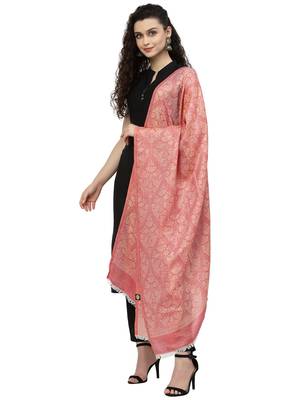 Paisan Red & Gold Woven Design Modal Shawl 2