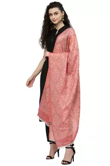 Paisan Red & Gold Woven Design Modal Shawl