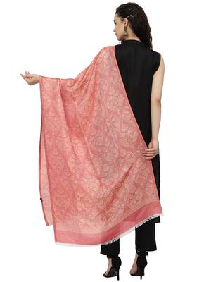 Paisan Red & Gold Woven Design Modal Shawl 3
