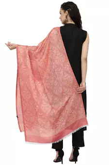 Paisan Red & Gold Woven Design Modal Shawl