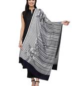 Lush Navy Blue & White Floral Striped Modal Stole