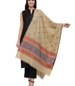 Booti Beige & Multi Paisely Woven Design Polywool Stole