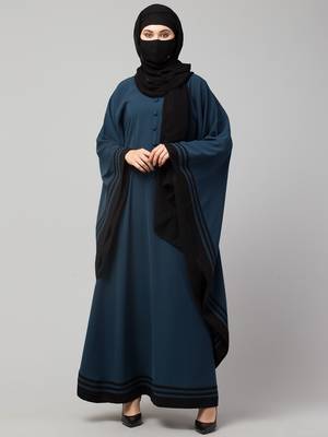 Latest Front Open Kaftan in Dark Teal Color. Made in Kashiboo Fabric 1