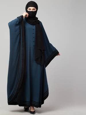 Latest Front Open Kaftan in Dark Teal Color. Made in Kashiboo Fabric 2