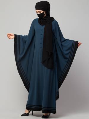 Latest Front Open Kaftan in Dark Teal Color. Made in Kashiboo Fabric 3