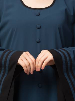 Latest Front Open Kaftan in Dark Teal Color. Made in Kashiboo Fabric 4