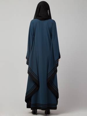 Latest Front Open Kaftan in Dark Teal Color. Made in Kashiboo Fabric 5