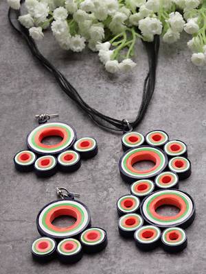Anekaant Multi Paper Quilling Necklace with Earrings 2