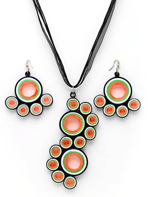 Anekaant Multi Paper Quilling Necklace with Earrings 4