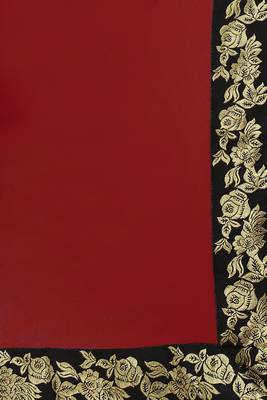 Maroon plain georgette saree with blouse 4