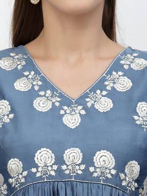 Light-blue thread embroidery chanderi silk salwar 4