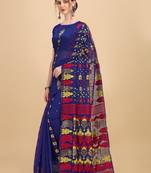Blue woven silk saree with blouse