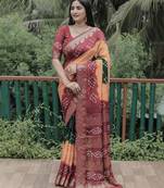 Multicolor Comfortable Bandhej Silk Drapes That Is Super Stylish And Pretty Bandhani Saree