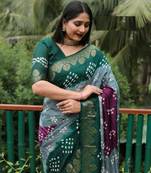 Multicolor Comfortable Bandhej Silk Drapes That Is Super Stylish And Pretty Bandhani Saree