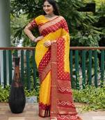Multicolor Comfortable Bandhej Silk Drapes That Is Super Stylish And Pretty Bandhani Saree