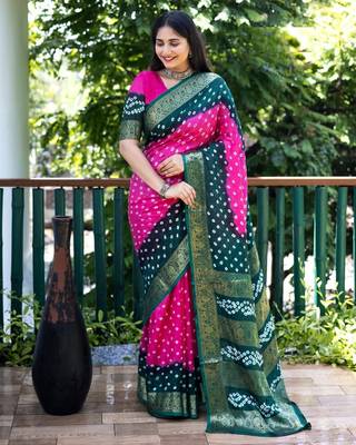 Multicolor Comfortable Bandhej Silk Drapes That Is Super Stylish And Pretty Bandhani Saree 1
