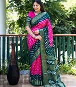 Multicolor Comfortable Bandhej Silk Drapes That Is Super Stylish And Pretty Bandhani Saree