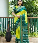 multicolor comfortable Bandhej silk drapes that is super stylish and pretty Bandhani saree