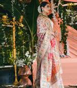 White woven pure silk saree with blouse