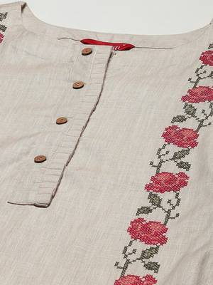 Cream embroidered cotton cotton-kurtis 5