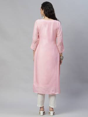 Pink embroidered cotton cotton-kurtis 3