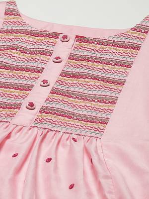 Pink embroidered cotton cotton-kurtis 5
