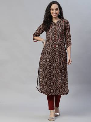 Black embroidered cotton cotton-kurtis 1